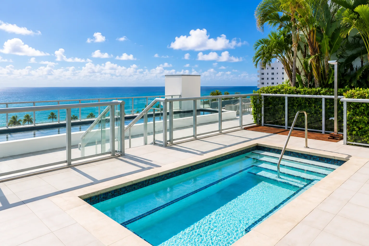 Jacuzzi and rooftop pool area