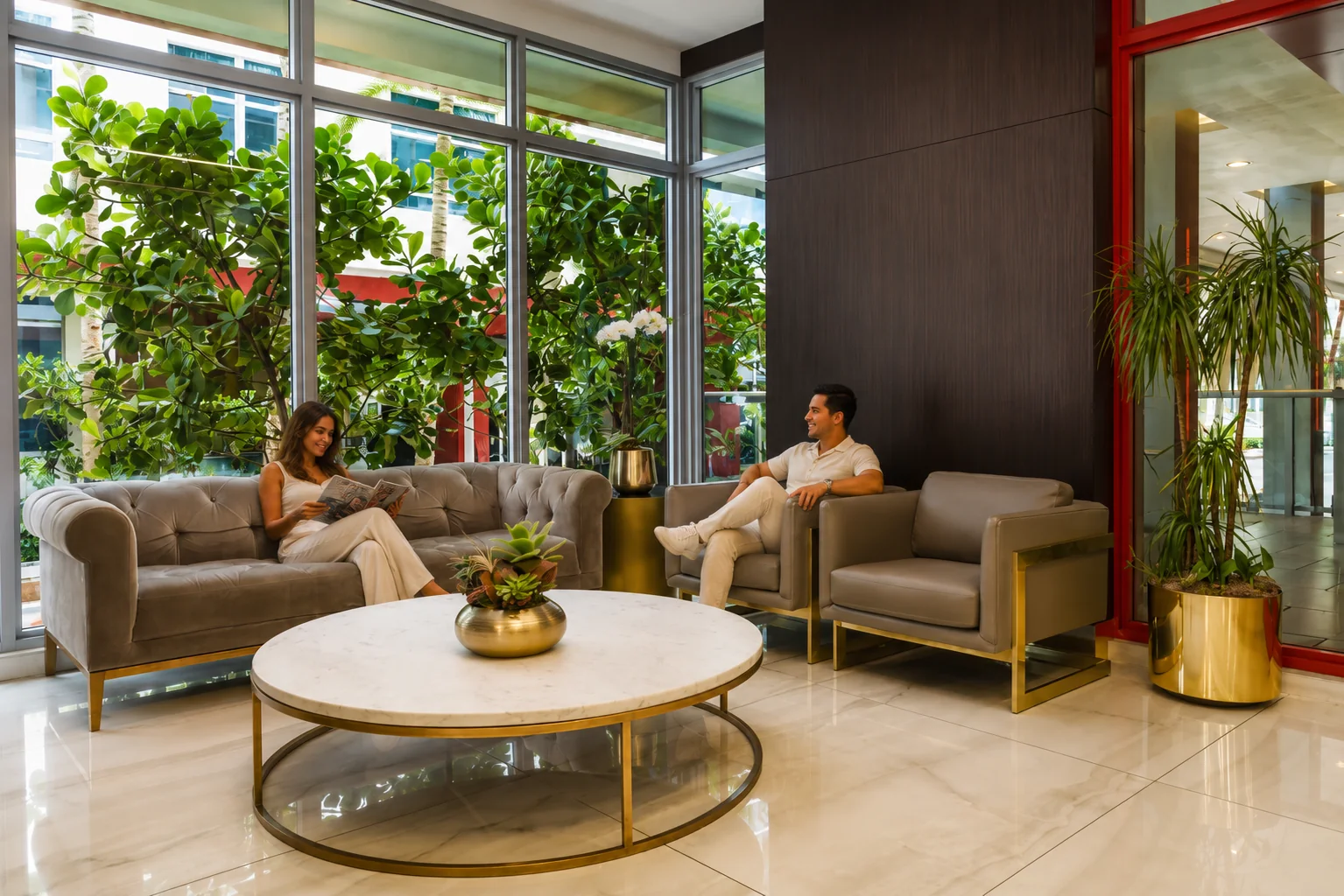 Comfortable resort lobby and lounge